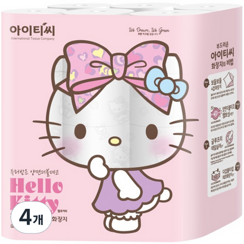 헬로키티 핑크리본 화장지 4겹 20m, 24개입, 4개