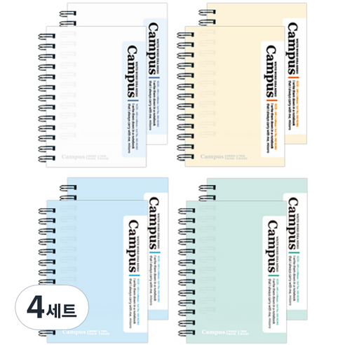 미소로 1800 A6 캠퍼스 좌철수첩 85매 4종, 화이트, 아이보리, 블루, 민트, 4세트