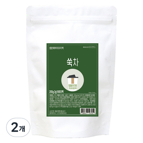 아이앤티 국내산 쑥차 티백 텀블러용, 2개, 100개입, 2g