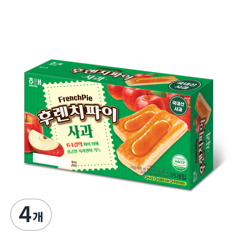 해태제과 후렌치 파이 사과, 192g, 4개