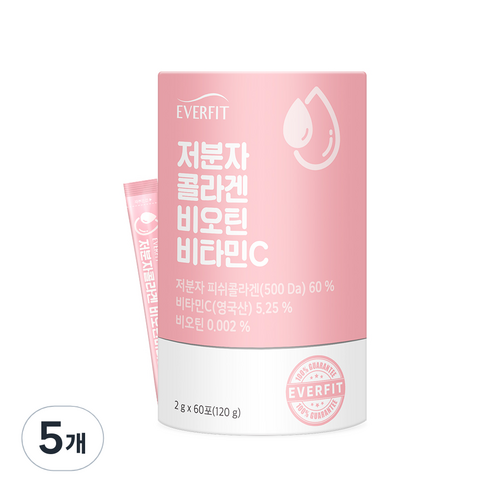 에버핏 어린 저분자 콜라겐 비오틴 비타민C 60포, 120g, 5개