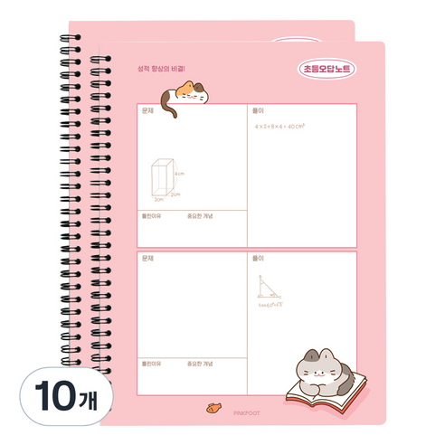 핑크풋 3000 냥냥 초등 오답노트, 핑크, 10개