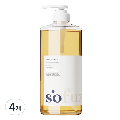 소퍼즈 맥주효모 10 비듬 케어 샴푸 시트러스 향, 4개, 1000ml
