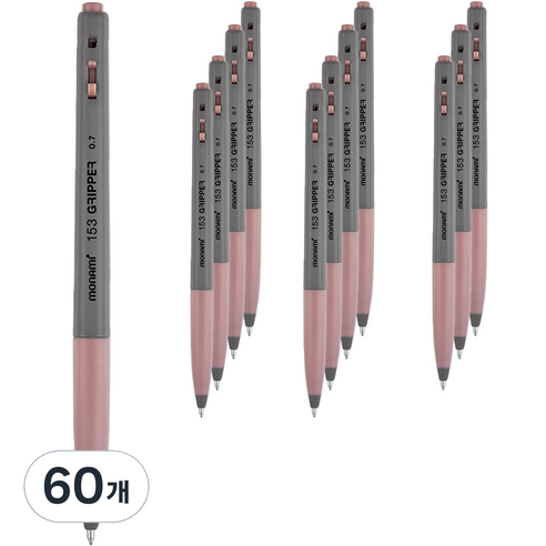 모나미 153 그리퍼 볼펜 0.7mm, 레드, 60개