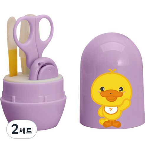 원더파파 귀여운 병아리 아기네일케어 4종세트, 연보라, 2세트