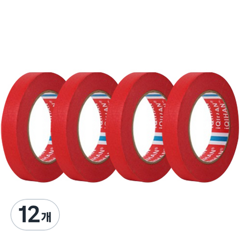 iQIHAN 칼라 마스킹테이프 빨강 20 mm x 20 m, 12개