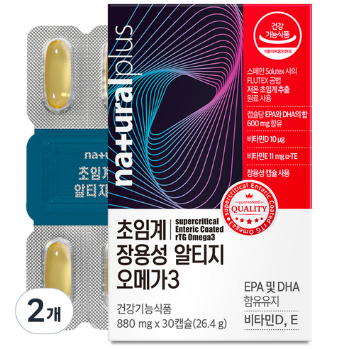 내츄럴플러스 초임계 장용성 알티지 오메가3 30캡슐, 2개, 26.4g