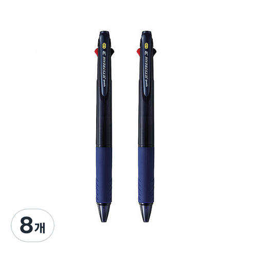 제트스트림 3색볼펜 0.38mm, 네이비, 8개