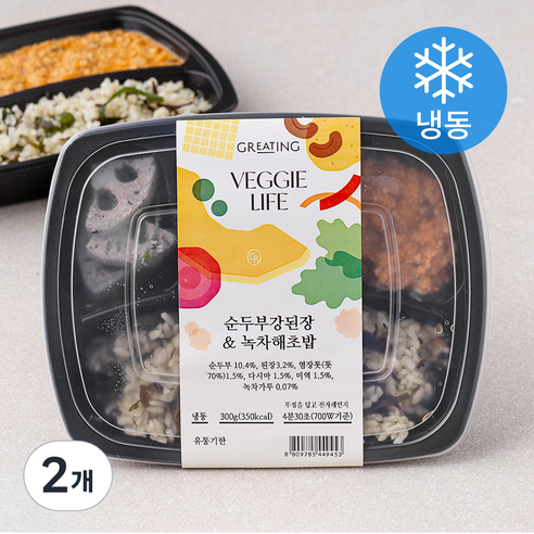 그리팅 순두부강된장 & 녹차해초밥 (냉동), 300g, 2개
