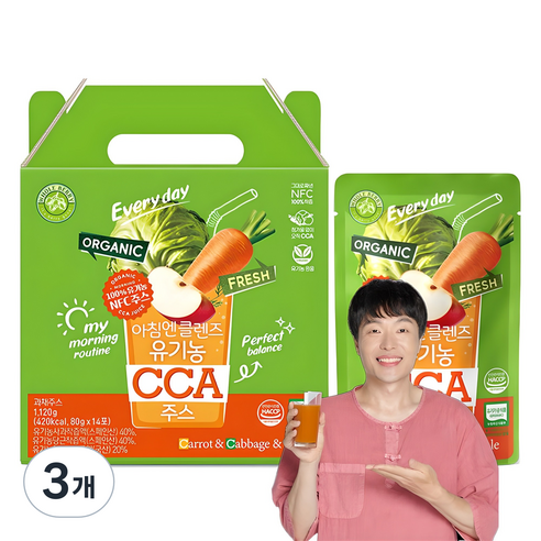홀베리 아침엔 클렌즈 유기농 CCA 주스 14p, 1.12kg, 3개