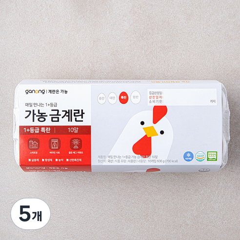 가농 무항생제 인증 매일 만나는 1+등급 금계란 특란 600g, 5개, 10구