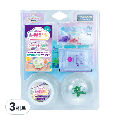 체인지 자외선 솜사탕 슬라임, 3세트, 랜덤발송