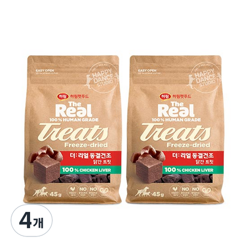 하림펫푸드 더리얼 강아지 동결건조 닭간 트릿, 닭간맛, 45g, 4개