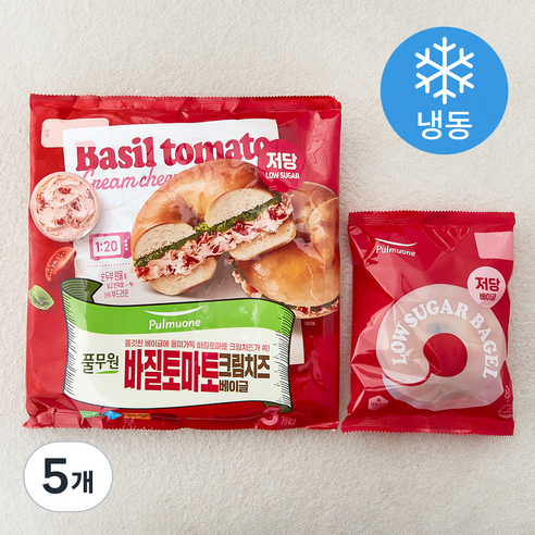 풀무원 바질 토마토 크림치즈 베이글 3개입 (냉동), 435g, 5개