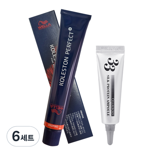 웰라 콜레스톤 퍼펙트 플러스 염색제 80g + 셀리본 33 실크 프로틴 앰플 12ml 세트, 6세트, 14/6(염색제)