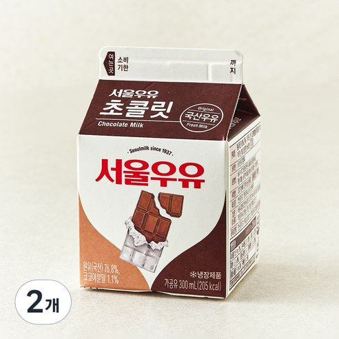 서울우유 초콜릿 우유, 300ml, 2개