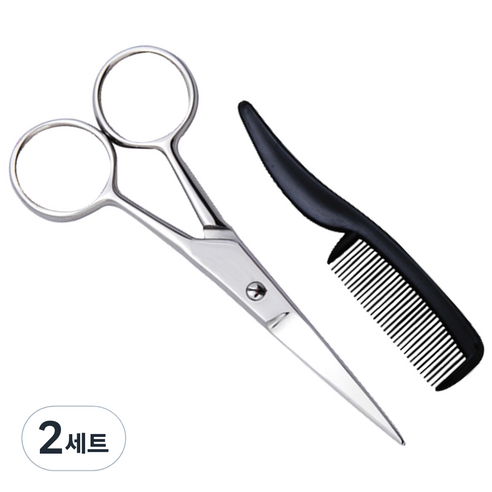 로얄 2종 콧수염가위 + 빗 세트, 2개