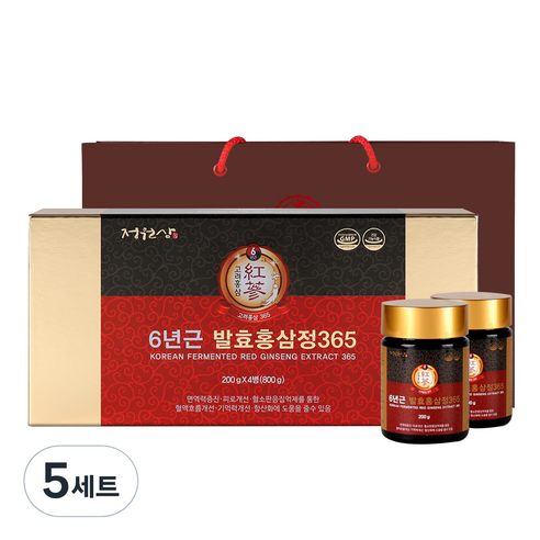 정원삼 6년근 발효홍삼정365 + 쇼핑백, 800g, 5세트