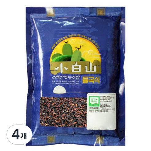 소백산영농조합 유기농 발아 찰흑미, 500g, 4개