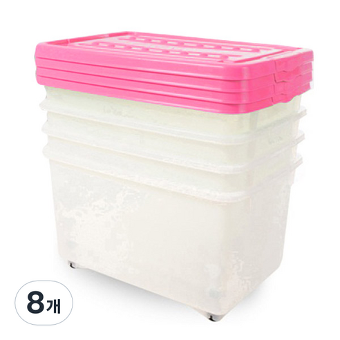 주연화학 멀티리빙박스, 핑크, 38L, 8개