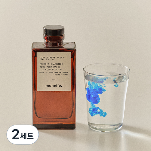 오늘 나의 리추얼 레이어드 디퓨저 인테리어 방향제 브라운 용기 + 포스터 2종 세트, 코발트 블루오션, 150ml, 2세트