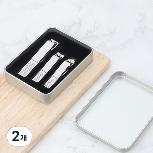 정원전산 손톱 발톱깎이 3종 세트 JWN-3S, SILVER, 2개