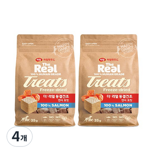 하림더리얼 강아지 동결건조 트릿, 연어맛, 35g, 4개