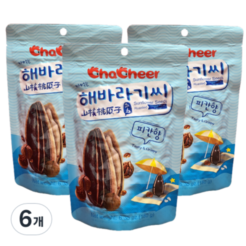 챠챠 해바라기씨 피칸맛, 180g, 6개