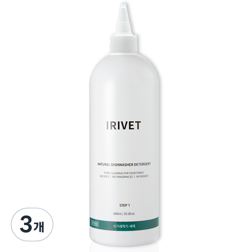 아이리벳 1종 식기세척기 액체 세제, 600ml, 3개