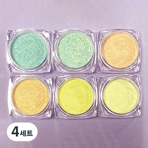 NAILNARA 슈가 더스트 네일 글리터 6종 세트, 옐로그린, 4세트