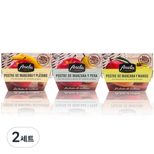 아넬라 100% 생과일 디저트 3종 세트 200g, 망고, 바나나, 사과배, 2세트