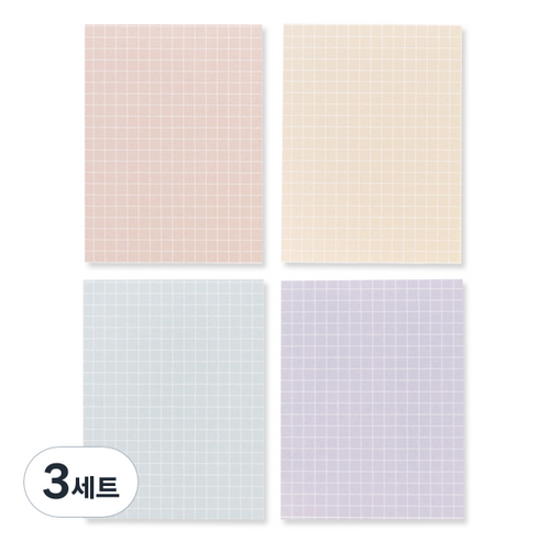 왈가닥스 스무디 메모지 4종 세트, Grid Peach, Grid Sand, Grid Mint, Grid Lilac, 1개입, 3세트
