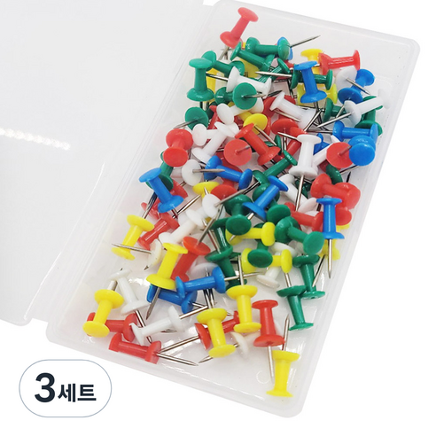 마다꾸미 컬러 투명 피스 압정 문서 고정핀 80p 세트 01 혼합, 3세트