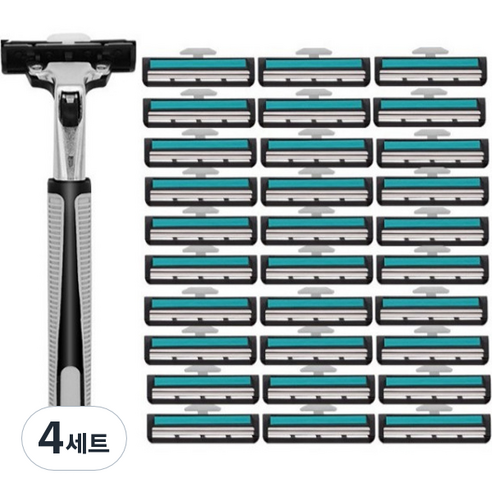 스트릿램프 2중날 면도기 그레이 + 여분날 30p 세트, 4세트