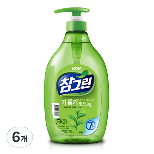 참그린 녹차 기름기 뽀드득 주방세제, 965ml, 3개