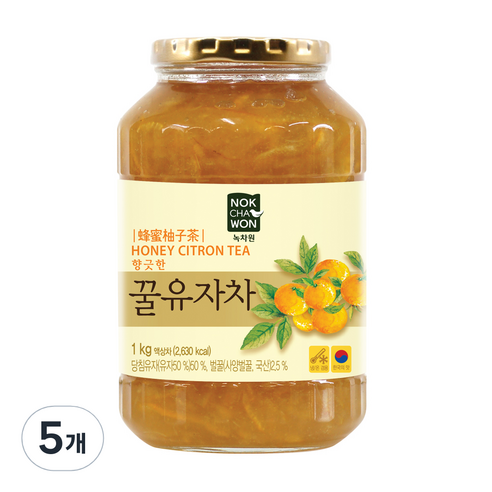 녹차원 153 꿀유자차, 1kg, 5개, 1개입