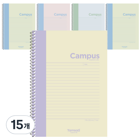 탐사 파스텔 캠퍼스 스프링 노트, 랜덤발송, 15개