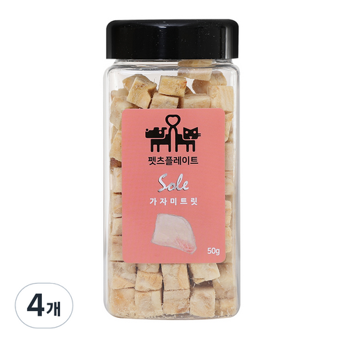 펫츠플레이트 반려동물 동결건조 트릿 간식, 가자미맛, 50g, 4개