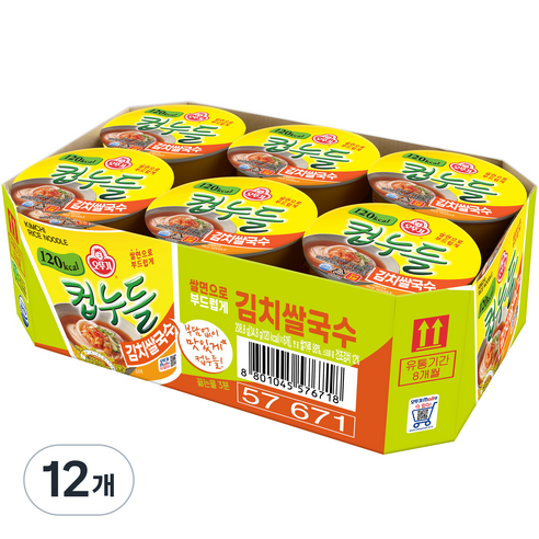 오뚜기 컵누들 김치쌀국수, 34.8g, 12개