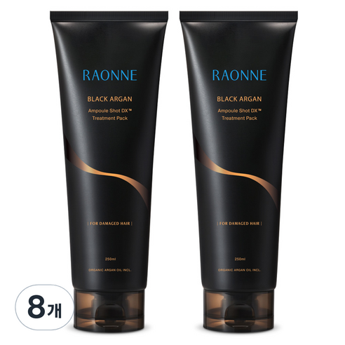 라온느 블랙 아르간 앰플샷 식물성 단백질 트리트먼트 손상 모발용, 250ml, 8개