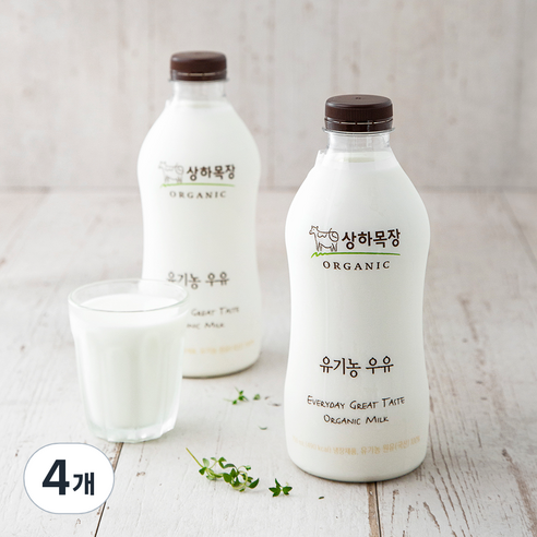 상하목장 유기농인증 우유, 750ml, 4개 
유제품/아이스크림