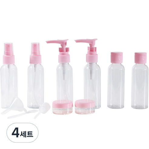 여행용 공병 7종 세트, 4세트, 분홍