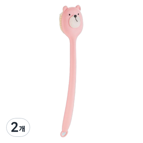 지비비 곰돌이 바디 브러쉬 등드름 샤워솔, 핑크, 1개입, 2개