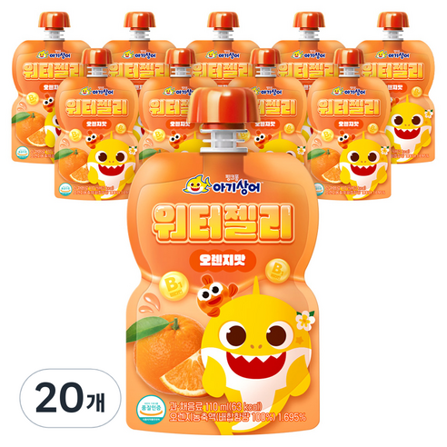 아텍스 핑크퐁 아기상어 워터젤리, 20개, 오렌지맛, 110ml