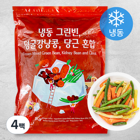 그린빈 덩굴강남콩 당근 혼합채소 (냉동), 1kg, 4팩