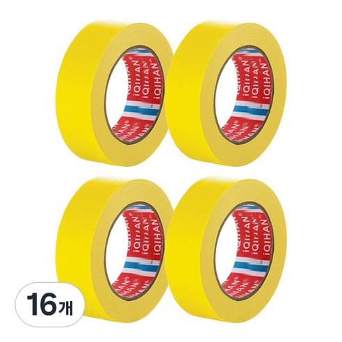 iQIHAN 다다 칼라 마스킹테이프 노랑 25 mm x 20 m, 16개