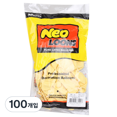 네오룬스 30 cm 라운드풍선, 파스텔 아이보리, 100개입