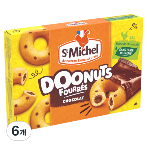 생미쉘 초콜릿 필링 도넛 6p, 180g, 6개