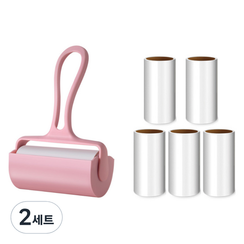 피앤케이 돌돌이 테이프클리너 본품 + 커버 + 리필 5p 세트 핑크, 2세트
