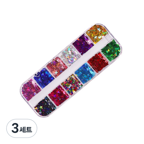 테네져 네일데코 나비글리터 홀로 12종 세트, 믹스, 3세트